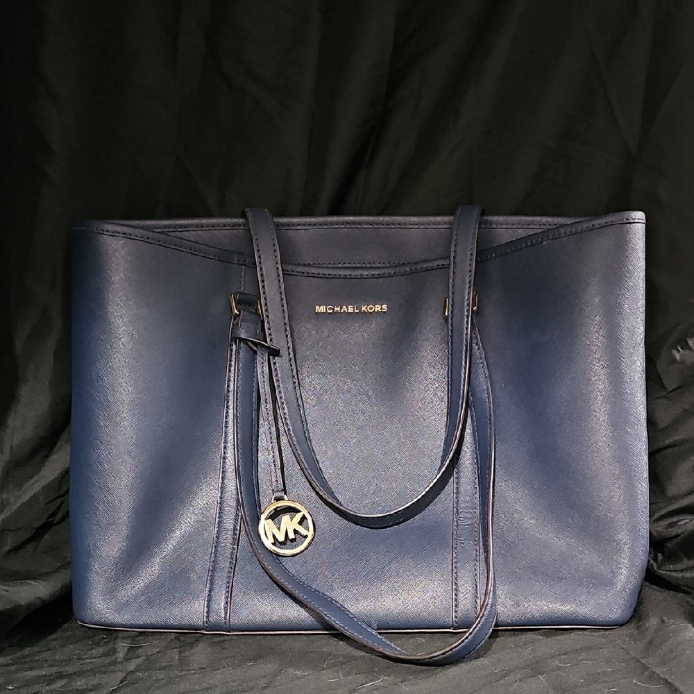 Michael Kors Dark Blue Leather Tote